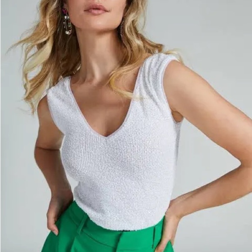 NWT!!! Generation Love Malone Sequin Top - white/XS